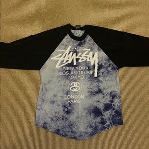 Stussy Raglin tie dye T Shirt
